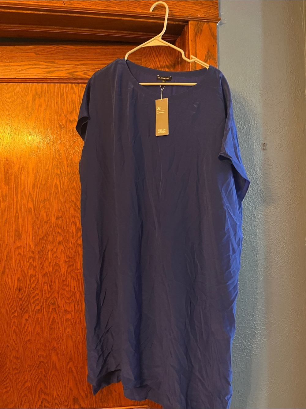 Eileen Fisher ballet layering Short-Sleeve Dress in Blue